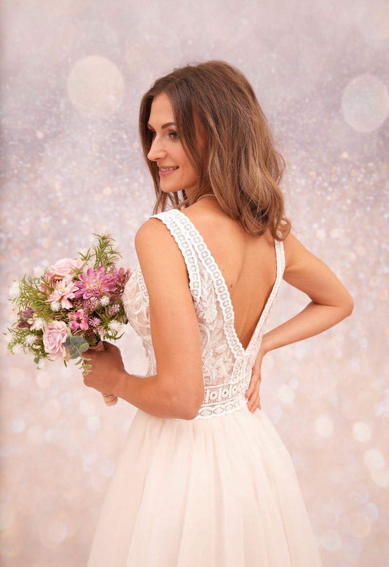 Brautkleid Vogue Spitze Tüll Schleppe